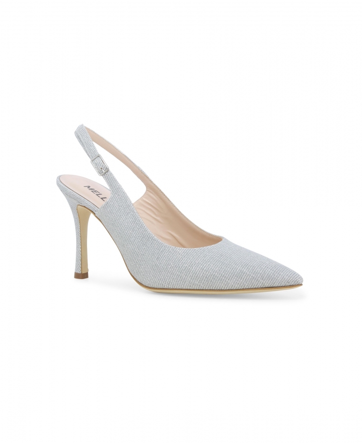 MELLUSO D188 argento scarpe donna glitter decolletè sandalo punta chiusa