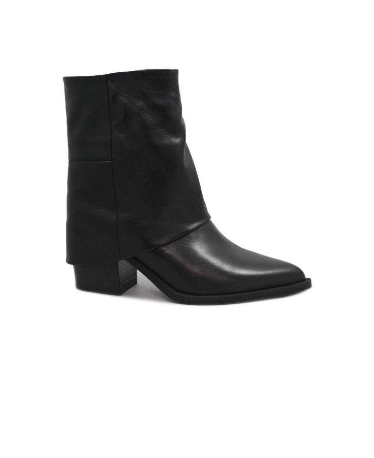 HELENA BACKER DALILA nero pelle stivaletto donna punta risvolto