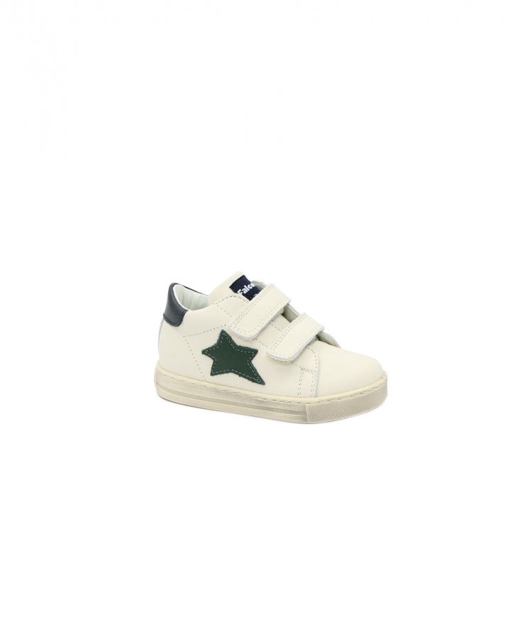 FALCOTTO SASHA 15350 milk navy bianco blu scarpe sneakers bambino strappo pelle