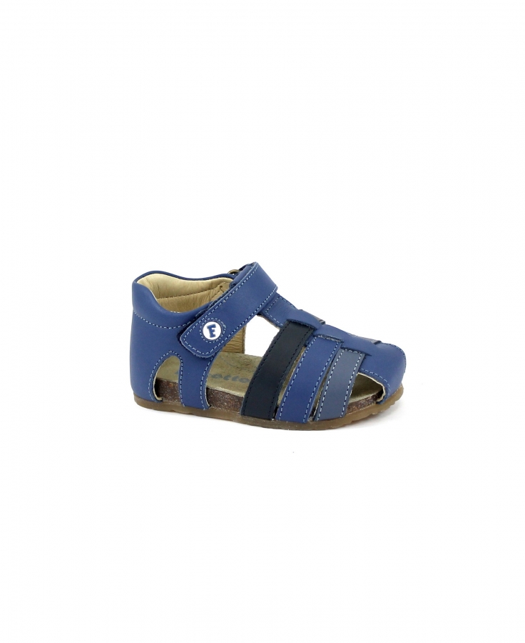 FALCOTTO ALBY 0736 azure navy celeste blu scarpe sandalo bambino tallone punta chiusa pelle strappo