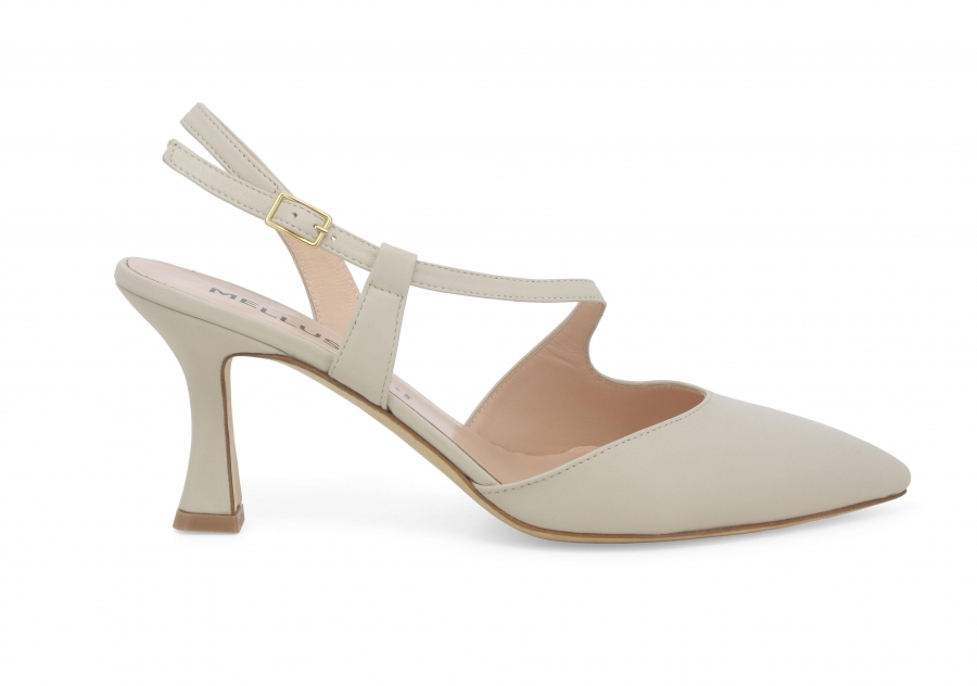 Décolleté donna slingback in pelle milk e1634zv