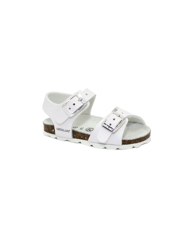 GRUNLAND ARIA SB0027 bianco sandalo bambina fibbie birk anatomico