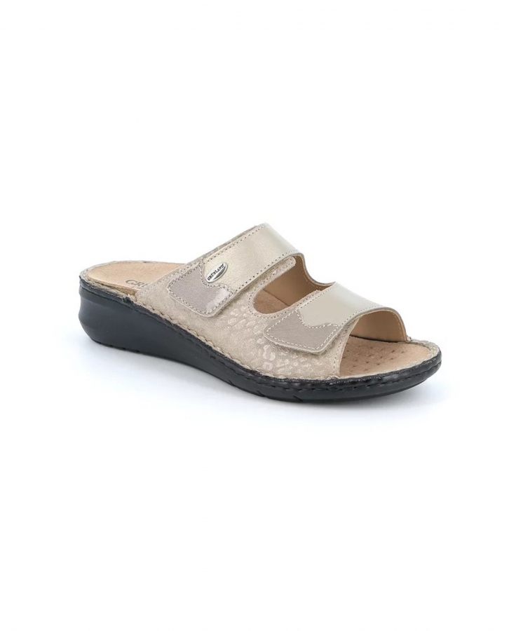 GRUNLAND DAMI CE0256 platino ciabatte donna plantare estraibile strappi pelle
