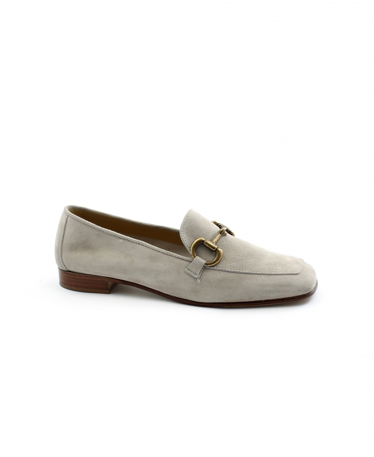 FRANCO FEDELE D723 tortora grigio scarpe donna mocassino camoscio morsetto