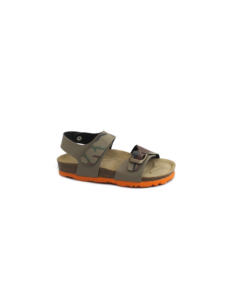 GRUNLAND LUCE SB1123 kaki militare marrone sandali bambino fibbia strappo birk
