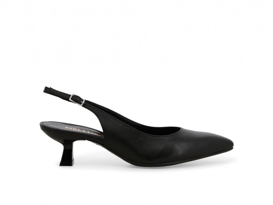 Décolleté donna slingback in pelle nero d201