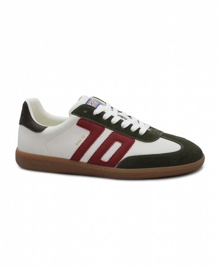 BACK 70 108002 CLOUD L01 olive red bianco verde rosso scarpe uomo sneakers lacci pelle suede