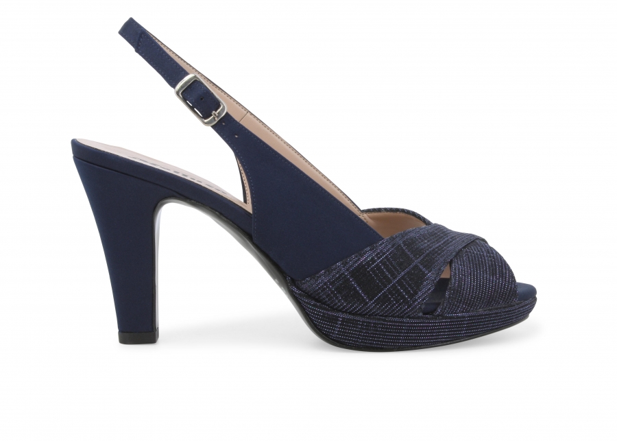Sandalo donna elegante cerimonia in tessuto notte j585z