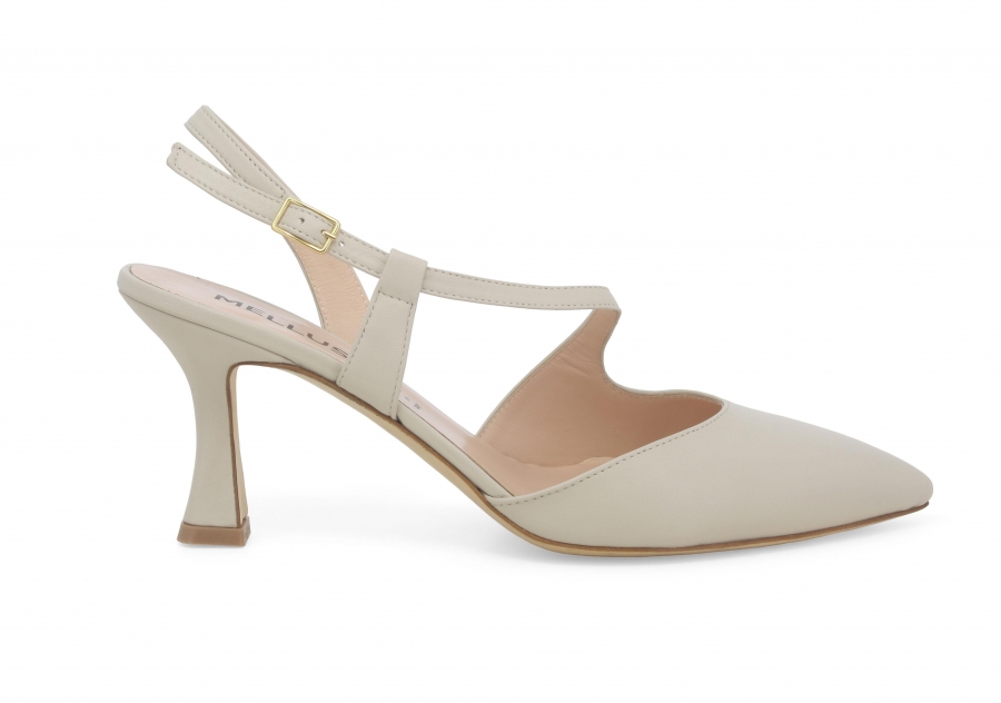 Decollete donna slingback in pelle milk e1634zv