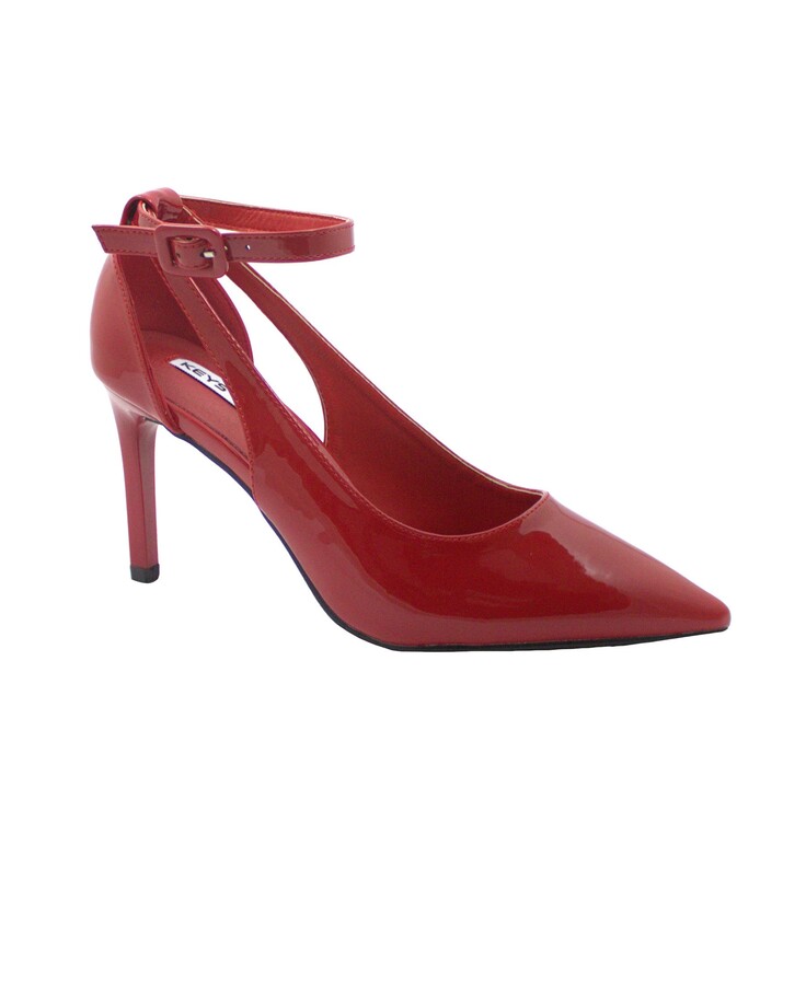 KEYS 8442 red rosso vernice scarpe donna decolletè tacco 8 punta cinturino