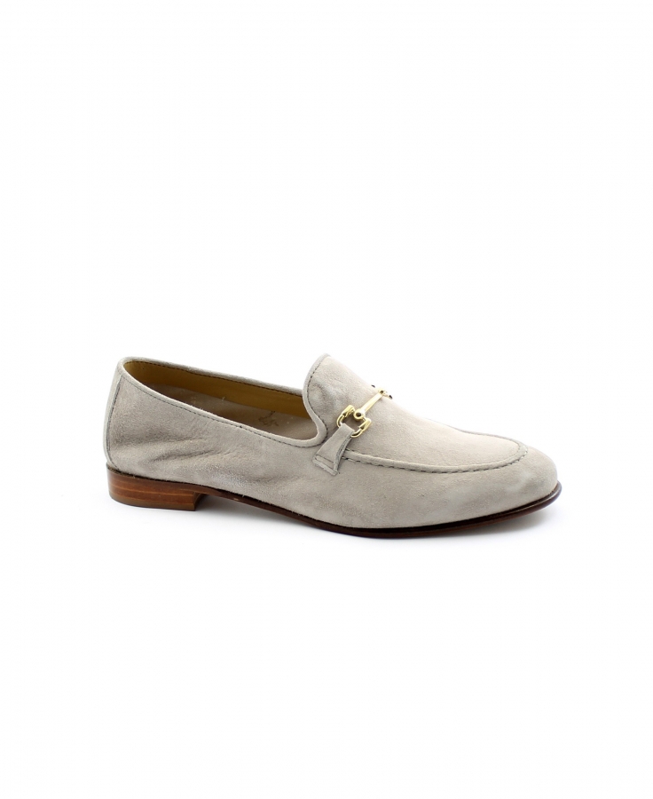 FRANCO FEDELE D587 nude cipria scarpe donna mocassino camoscio morsetto