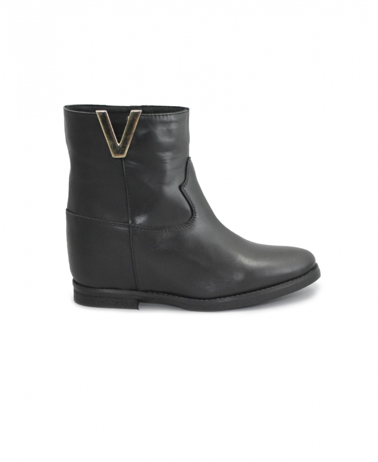 ANIMA IV313 nero pelle scarpe donna stivaletto mid