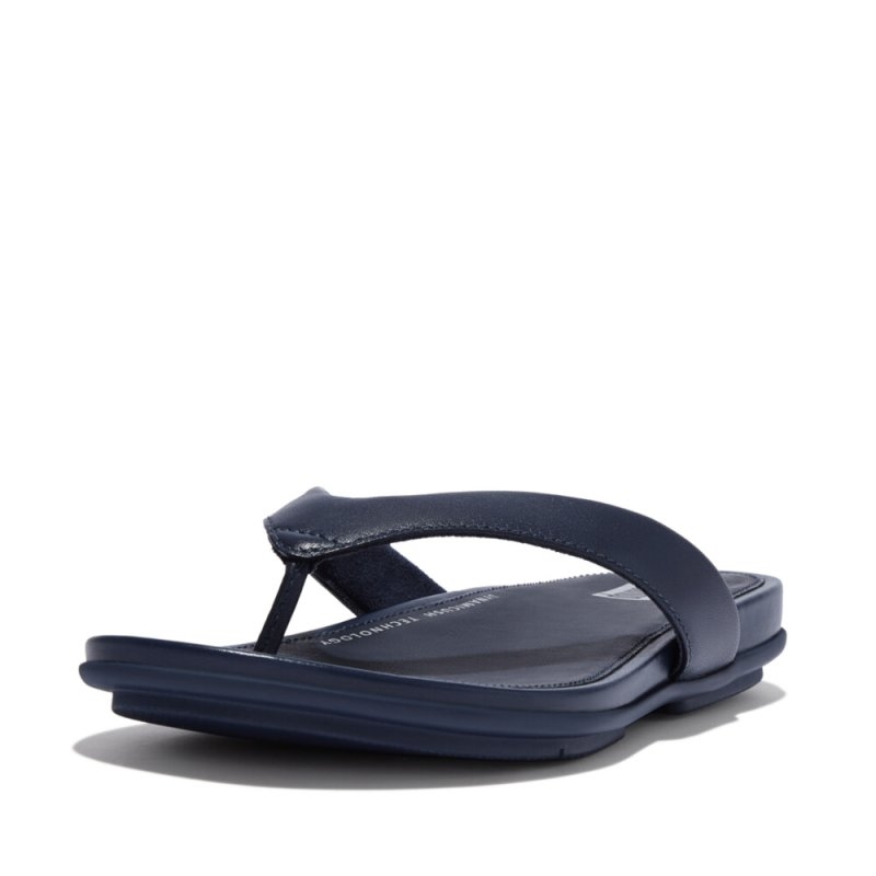 FitFlop GRACIE LEATHER FLIP-FLOPS Midnight Navy - DROP 11 (size: 37)