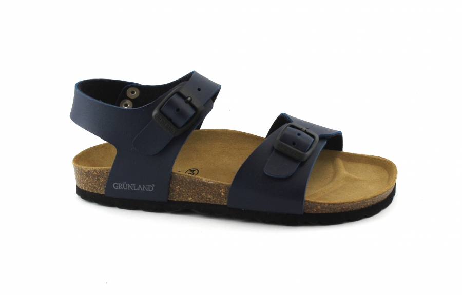 GRUNLAND LUCE SB1206 blu scarpe sandali bambino pelle doppia fibbia
