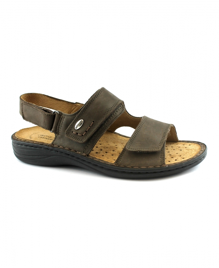 GRUNLAND LINO SE0066 testa di moro sandali uomo plantare estraibile fasce pelle