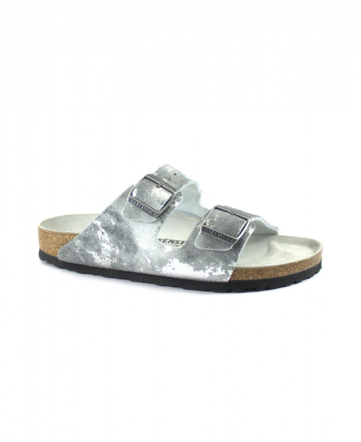 BIRKENSTOCK ARIZONA BS 1017414 vintage metallic gray silver ciabatte donna fibbie