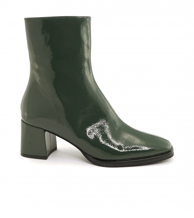 VSI MARILYN scarpe vegan Donna tronchetti squadrati vernice verdi zip impermeabili Made in Italy