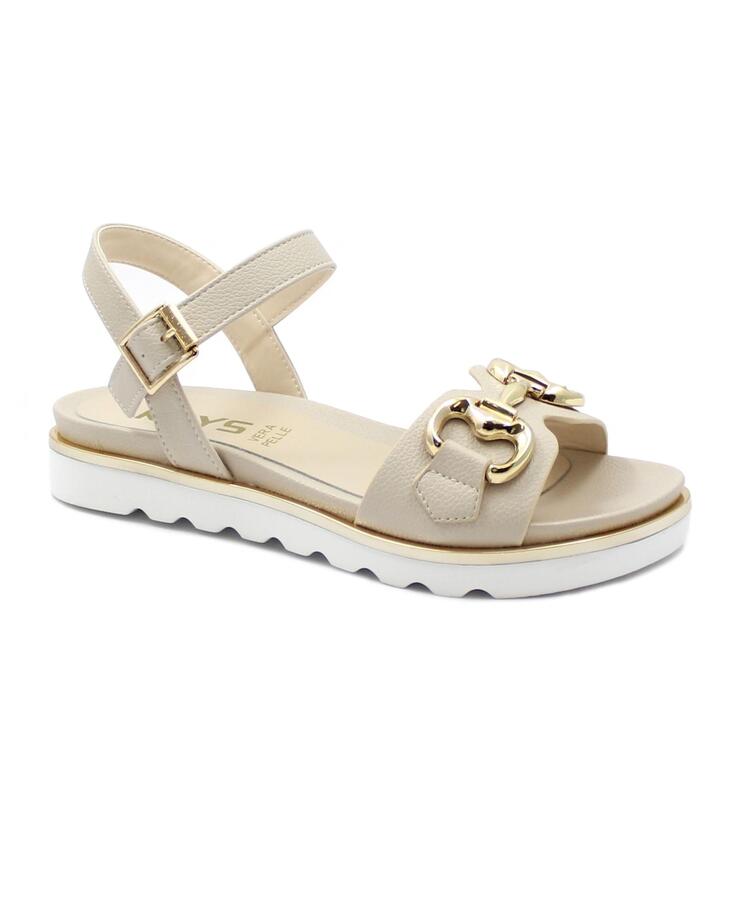 KEYS 9660 beige scarpe donna sandalo cinturino accessorio catena