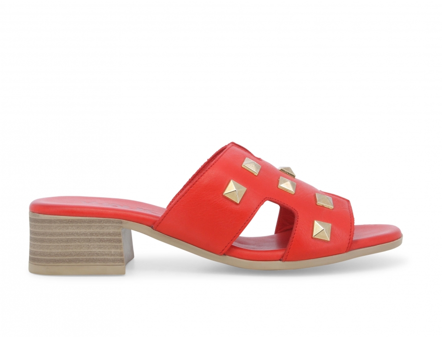 Ciabatta donna in pelle rosso k56018z