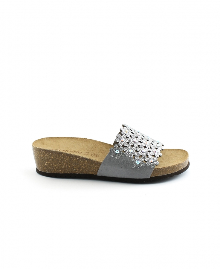 GRUNLAND MEMI CB2475 argento ciabatte donna zeppa strass
