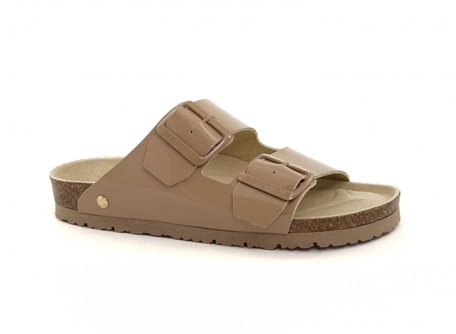 GENUINS HONOLULU VEGAN CHAROL ciabatte donna comfort taupe vernice doppia fascia