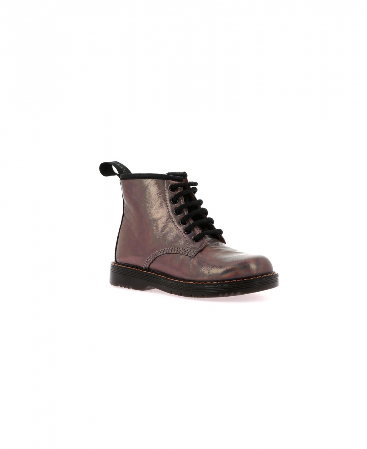 GRUNLAND TABA PO2153 iridescente metallizato 35/38 bambina ragazza stivaletti zip lacci pelle