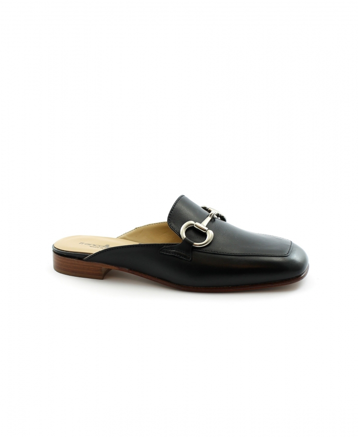 FRANCO FEDELE D724 nero ciabatta donna punta chiusa sabot pelle morsetto
