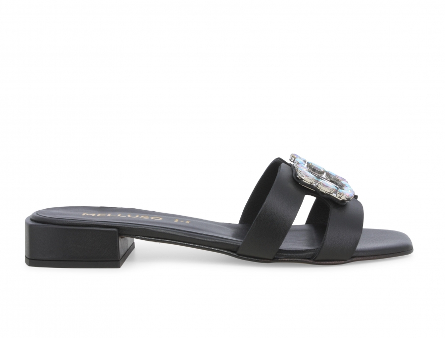 Ciabatta donna in pelle nero n306z