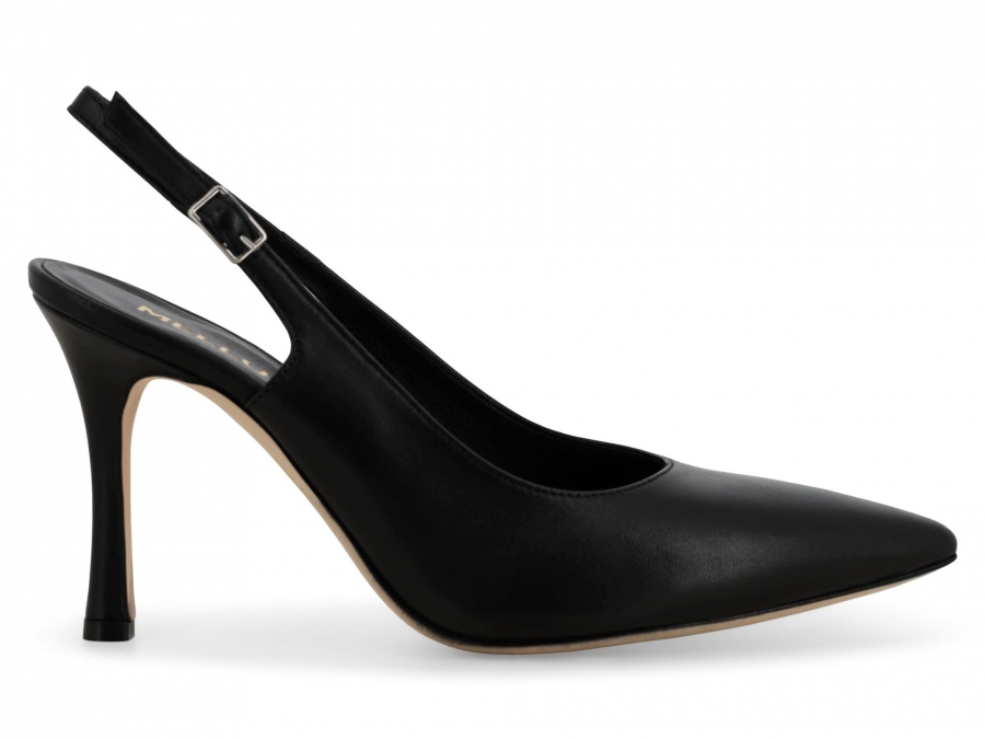 Décolleté donna slingback in pelle nero d188q
