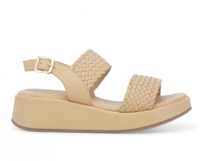 Sandalo donna in pelle intreccio beige k35303z