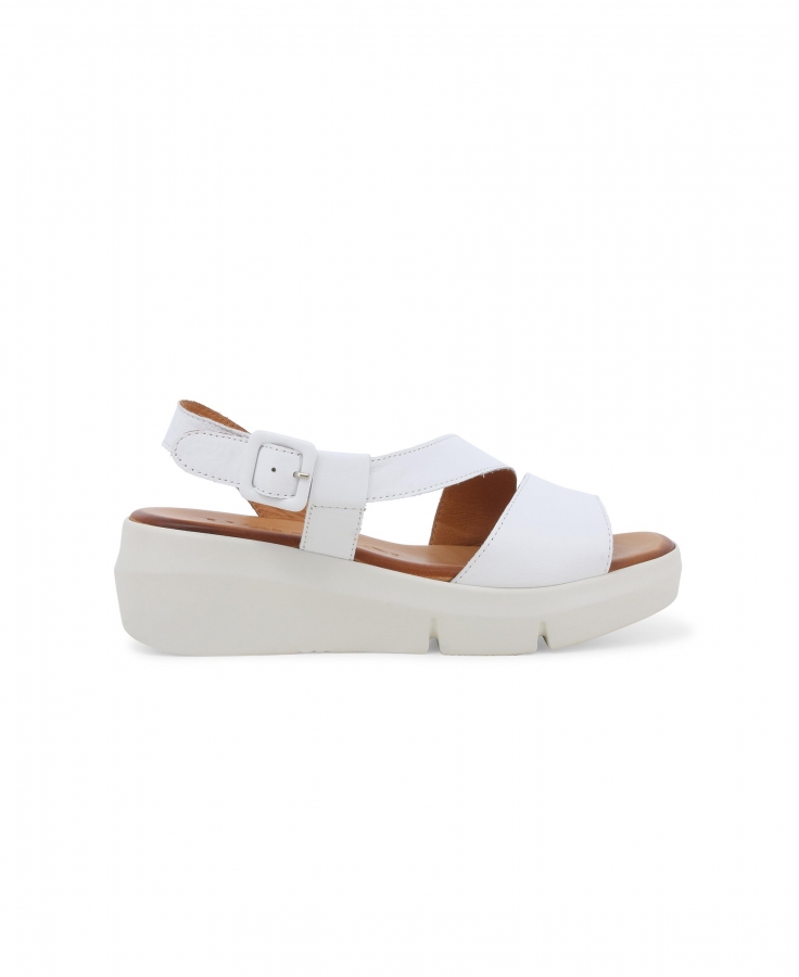 MELLUSO WALK R80424 bianco scarpe donna sandali pelle cinturino incrocio zeppa