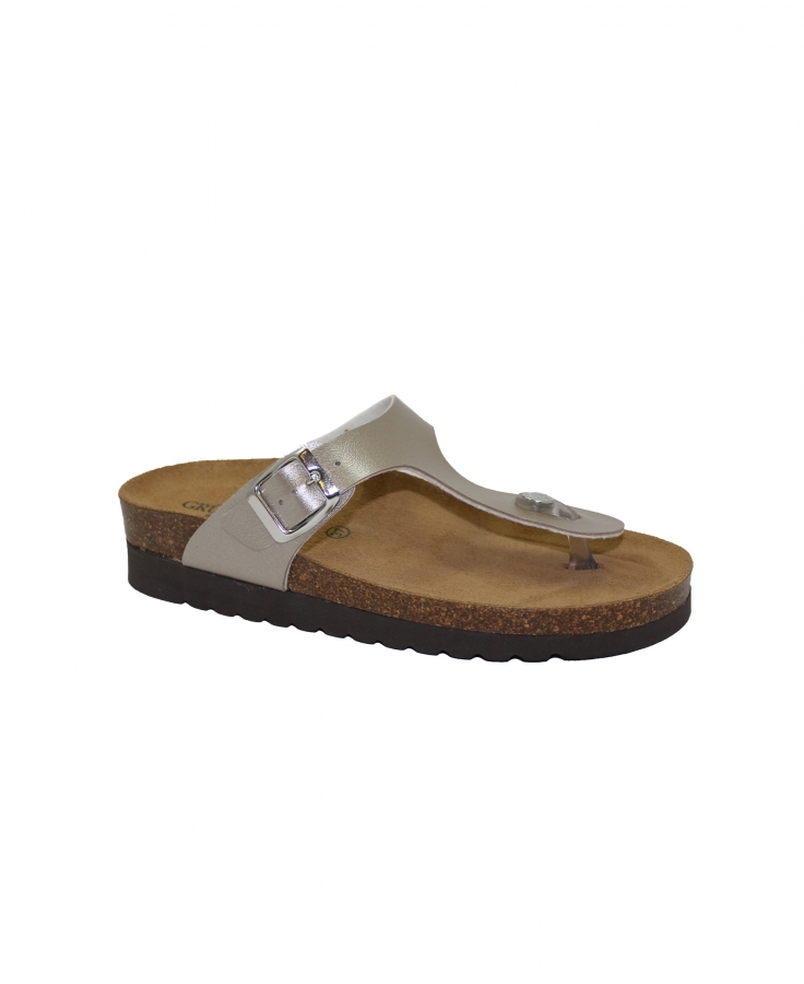 GRUNLAND HOLA CB2430 platino oro ciabatte donna birk fibbia infradito