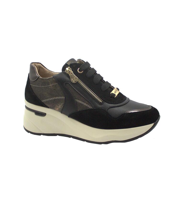 KEYS 8400 black bronzo nero scarpe sneakers donna lacci zeppa zip