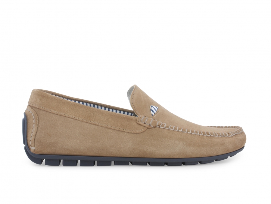 Mocassino uomo in camoscio beige u16017z
