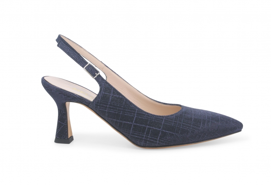 Décolleté donna slingback in tessuto blu notte d165z