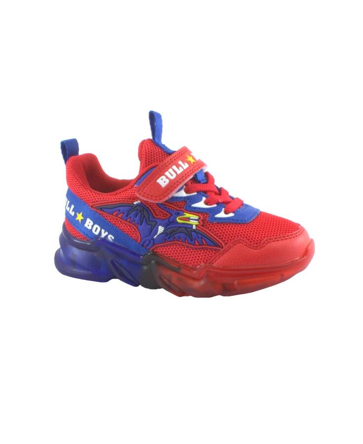 BULL BOY DNAL3364 rosso scarpe bambino sneakers luci strappo lacci elastici tessuto PTERODATTILO