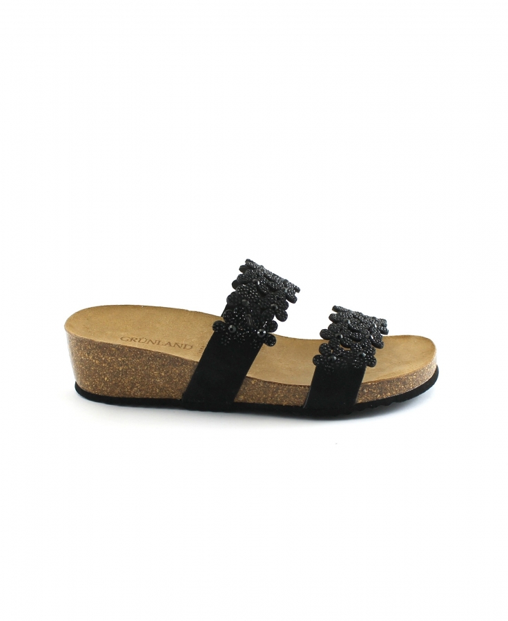 GRUNLAND MEMI CB2476 nero ciabatte donna zeppa strass
