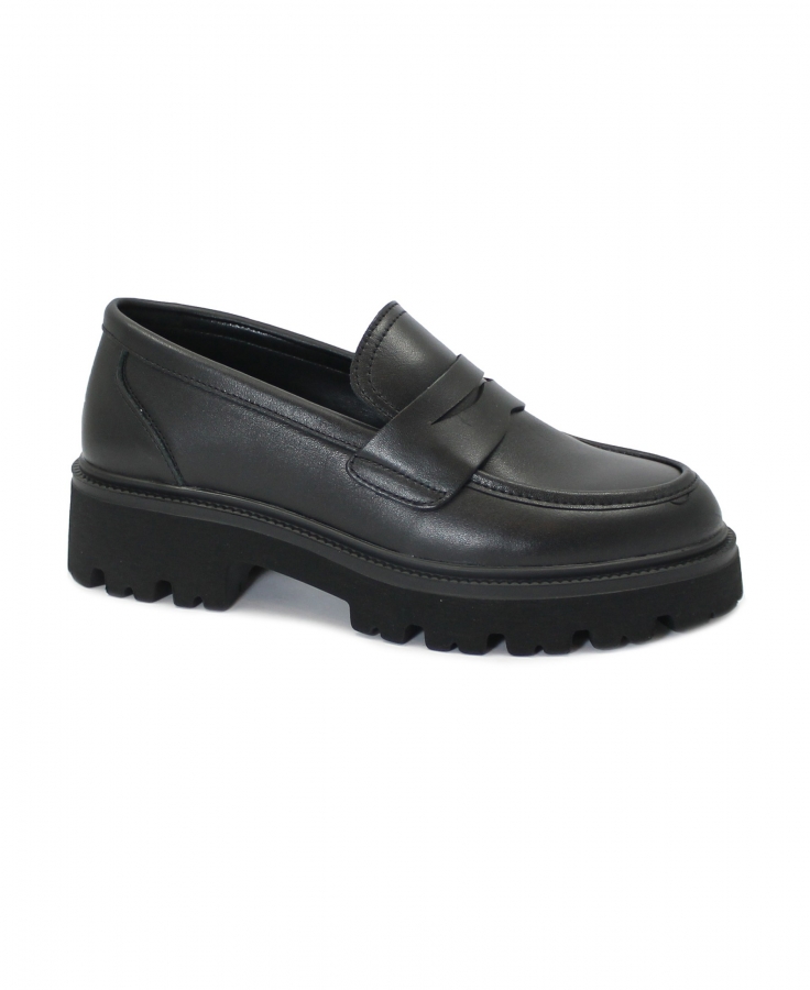 KEYS 10031 black nero donna mocassino college pelle carrarmato