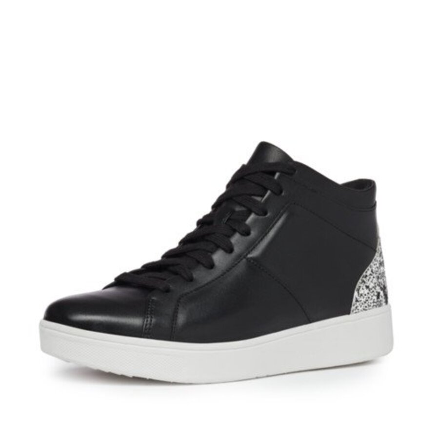 FitFlop RALLY GLITTER HIGH TOP SNEAKERS BLACK MIX AW02 (size: 38)