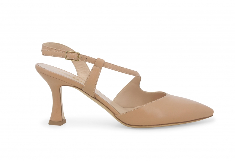 Decollete donna slingback in pelle nude e1634zv