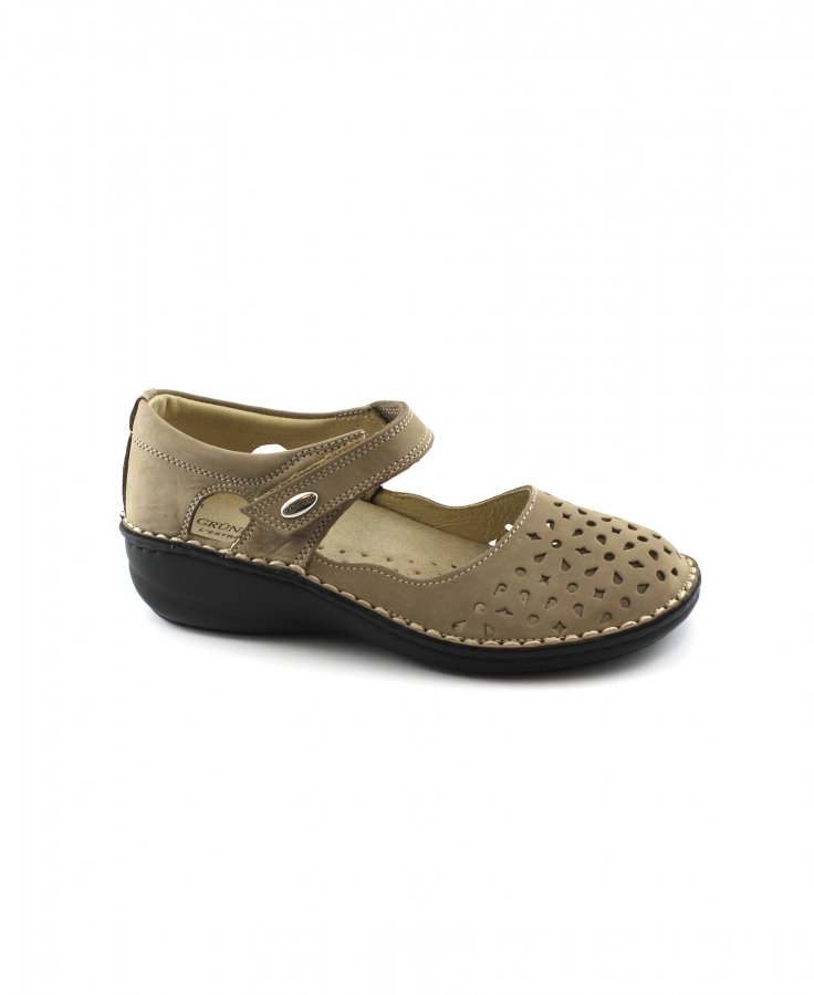 GRUNLAND INES SC3790 corda beige scarpe donna comfort plantare estraibile ballerine cinturino strappo