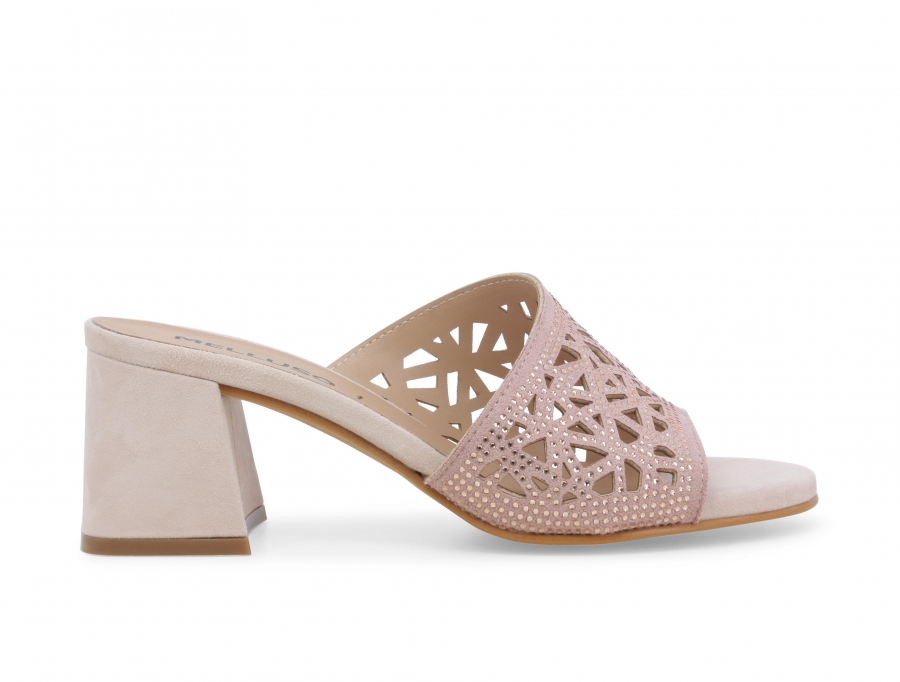Ciabatta donna comodo in camoscio rosa n657