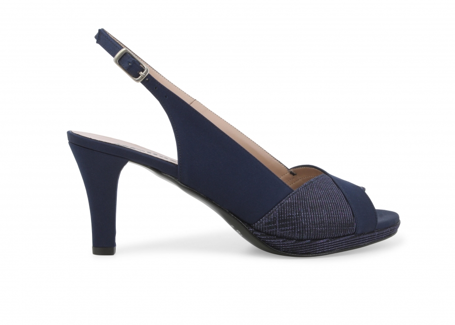 Sandalo donna elegante cerimonia in tessuto notte j590z