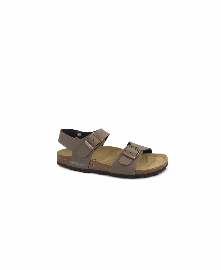 GRUNLAND LUCE SB0901 testa di moro marrone sandalo bambino doppia fibbia birk