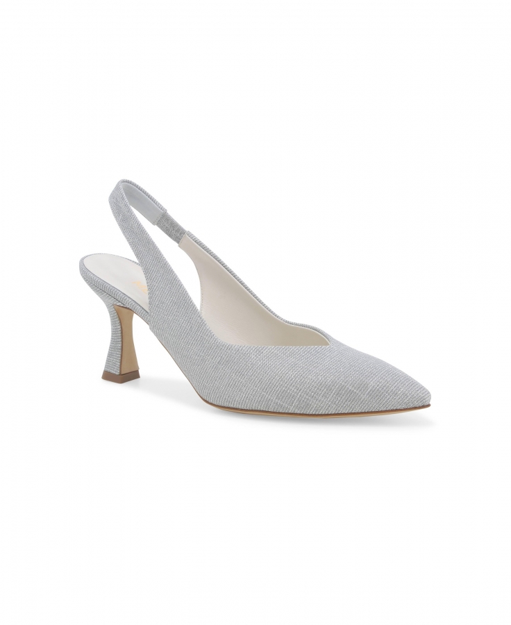 MELLUSO D168 argento scarpe donna decolletè slingback pelle punta tacco glitter