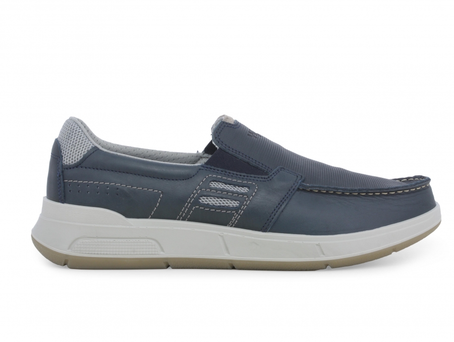 Mocassino uomo in pelle blu u15538