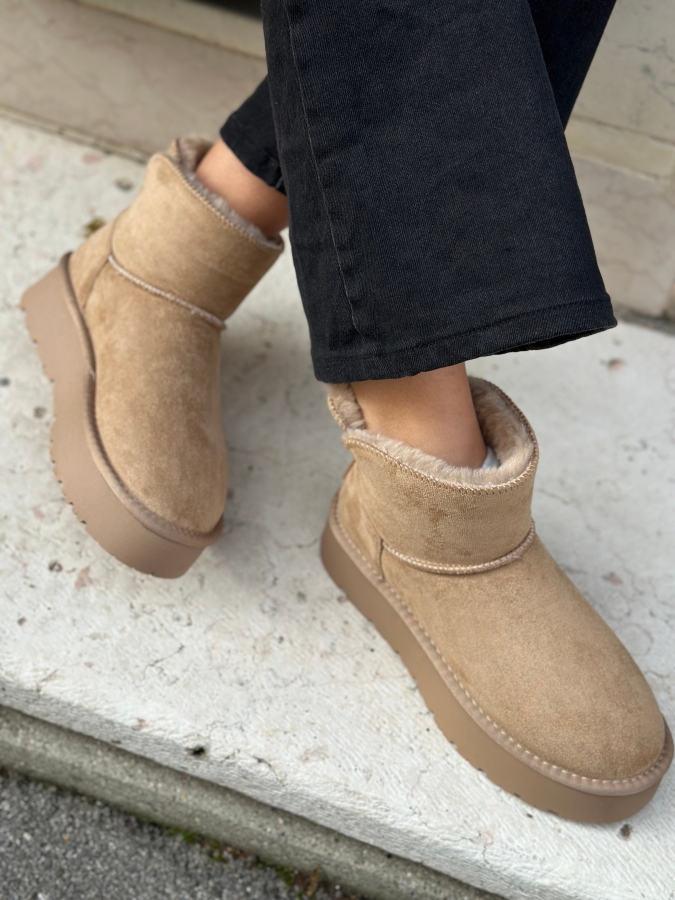 XTI boot platform beige finto pelo vegan imbottiti caldi