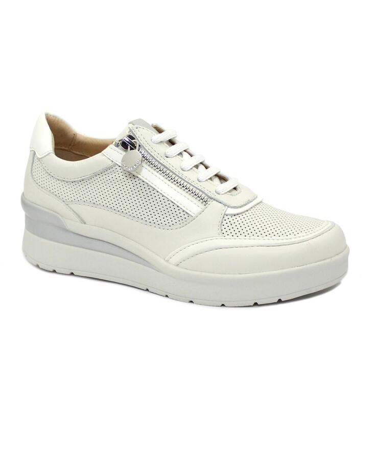 STONEFLY 220739 steam gray bianco beige scarpe donna sneakers lacci zip pelle