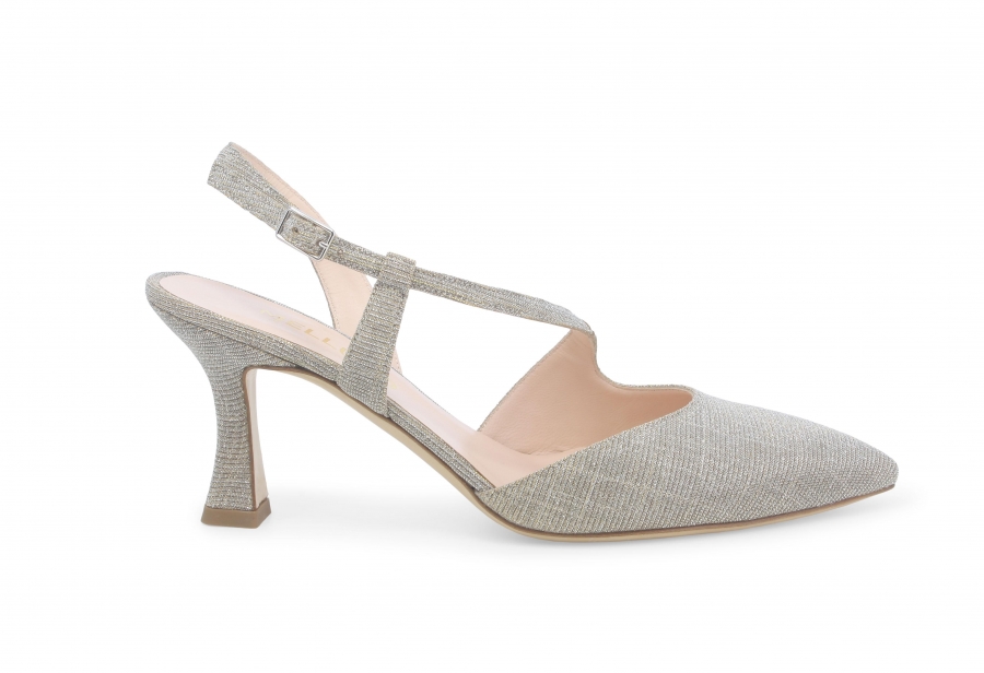 Decollete donna slingback in tessuto galassia platino e1634zv