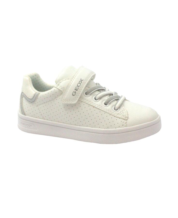 GEOX J355VA 28/35 white grey bianco scarpe bambina sneakers strappi tessuto traspiranti